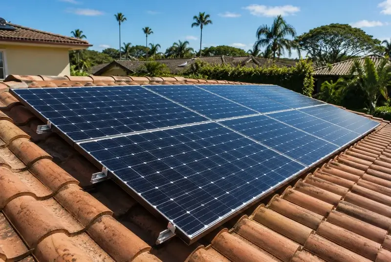 Installation de panneaux solaires à la Palme